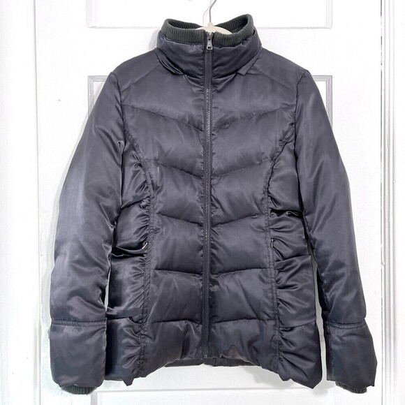 Guess Womens Down Puffer Jacket Medium M Grey Down Feather Filler Streetwear - Picture 2 of 15